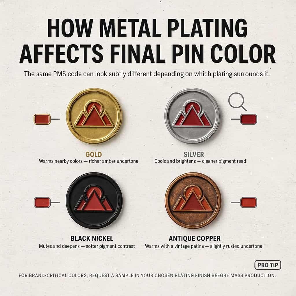how metal plating affects final pin color
