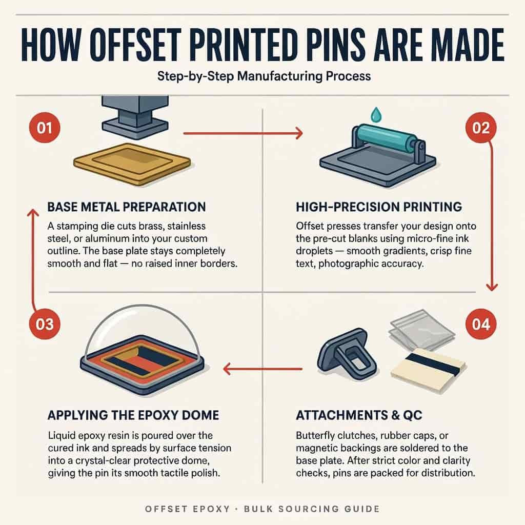 how offset printed pins are made