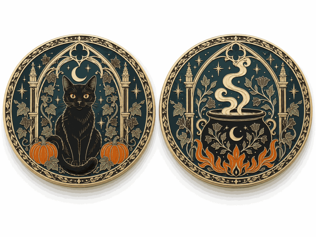 Halloween Black Cat Double-Sided Coin