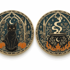 Halloween Black Cat Double-Sided Coin