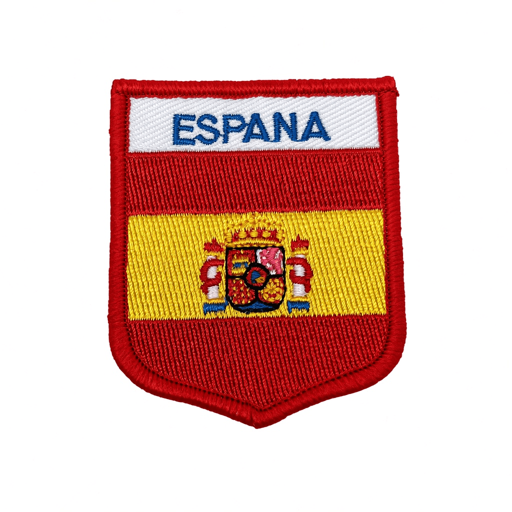 Custom Embroidered Spain Flag Shield Patch