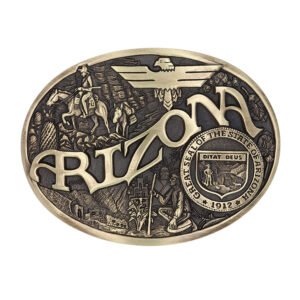 Arizona Souvenir Belt Buckle with Raised Western Design